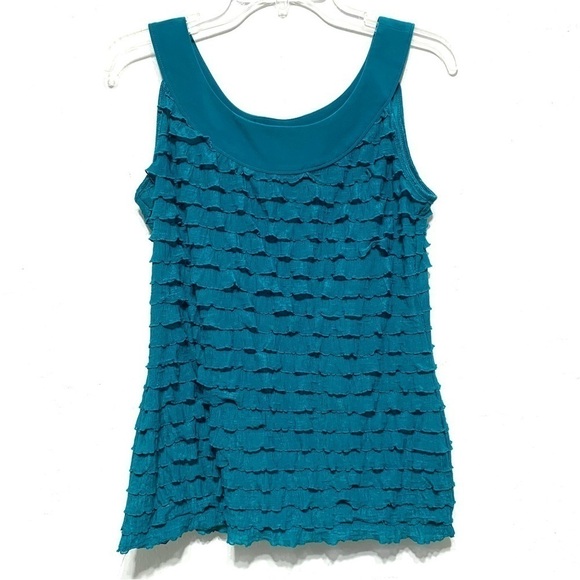 Sami & Jo Teal Blue Green Ruffle Blouse Tank Top size Small - Picture 1 of 4